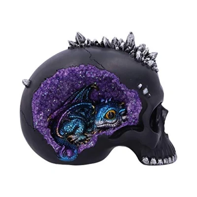 Image of Nemesis Now Cave Small Dragon Hiding Within a Crystal Skull, Polyresin, Black, 16.5cm