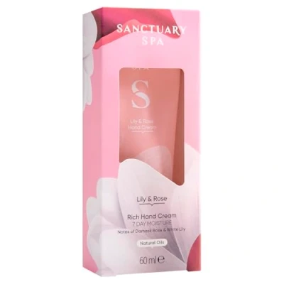 Image of Sanctuary Spa Lily &amp; Rose Rich Hand Cream, Moisturiser, Body Vegan and Cruelty Free 60ml