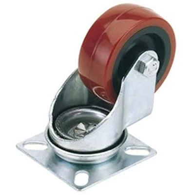 Image of Draper Swivel Plate Fixing Polyurethane Wheel, 50mm Diameter, S.W.L. 50kg