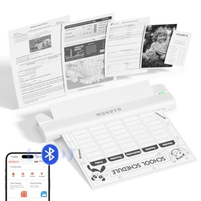 Image of MUNBYN Portable Printers Wireless for Travel ITP02, Printer Bluetooth, Support 8.5&quot; x 11&quot; &amp; A4 Thermal Paper, Compatible with Android, iOS Laptop, Small Office, Home, School