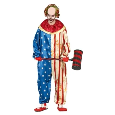 Image of FIESTAS GUIRCA American Patriot Clown Fancy Dress Costume Adult Man Size L 42 44