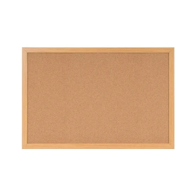 Image of Bi Office Earth Prime Notice Board, Cork Surface, MDF Frame with Oak Finish, 1800 x 1200 mm