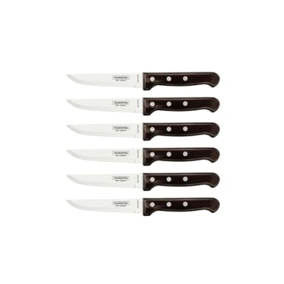 Image of Tramontina 6 PC. Dishwasher Safe Steak Knives (Wooden Handles)