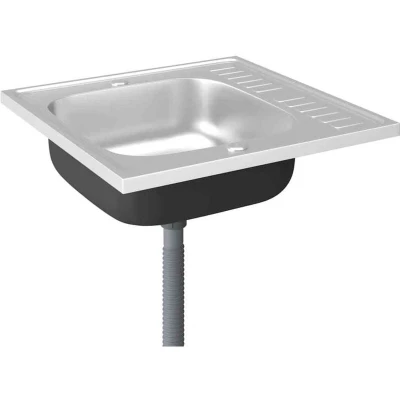 Image of vidaXL Kitchen Sink with Drainer Set Silver 600x600x155 mm Stainless Steel