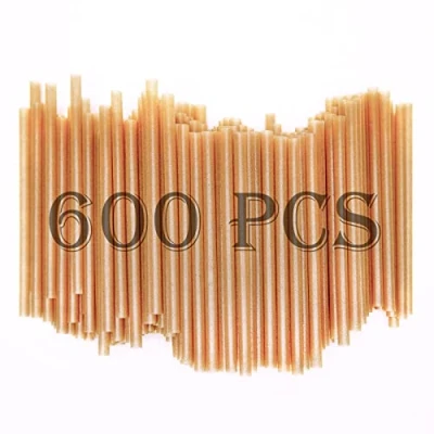 Image of 5 Inch 600pcs Biodegradable Cocktail Straws Made from Sugarcane Fiber A Eco Friendly CompostableSturdy Drinking for Hot and Cold Drinks Not FoggyPacked by 200 Count per Box(3 Packs)