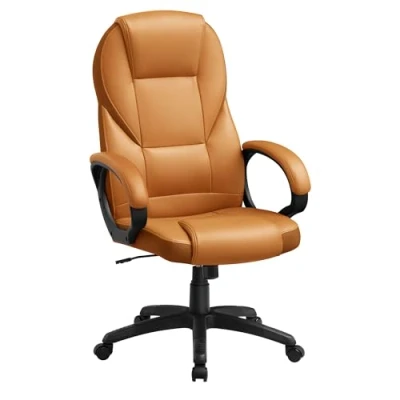 Image of SONGMICS, Ergonomic Swivel Chair, Adjustable Height, for Office, Telework, with Silent Castors, Caramel Brown OBG022K11, 28.7&quot; L x 27.6&quot; W (44.1&quot; 48&quot; H)