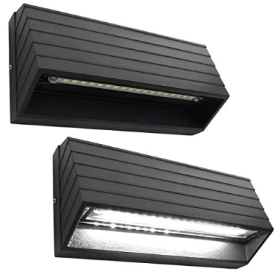 Image of 2 x Surface Mount Wall or Pathway LED Outdoor Brick Light Black Finish Cool White ZLC039CW