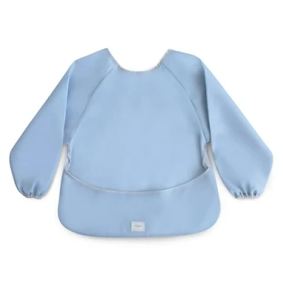 Image of Mushie Weaning Bib Baby Long Sleeve Toddler Bibs with Sleeves Waterproof Adjustable Fit for 6 24 Months Colour: Tradewinds