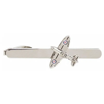 Image of David Van Hagen Mens Spitfire Plane Tie Clip Silver
