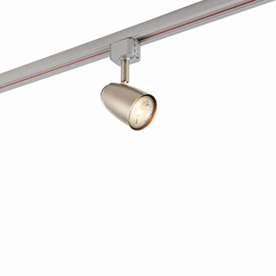 Image of Monte Multi Directional Satin Chrome and Finish Mains Track GU10 LED Compatible Adjustable Spotlight Head Lighting