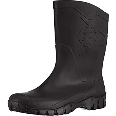 Image of DUNLOP Short Leg Half Height Wellies Easier On &amp; Off Good For Wider Calf Fitting,Black,10.5 UK