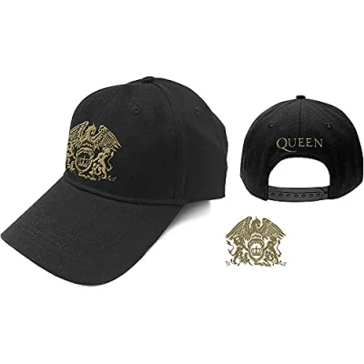 Image of Rock Off Queen Unisex Baseball Cap. Gold Classic Crest