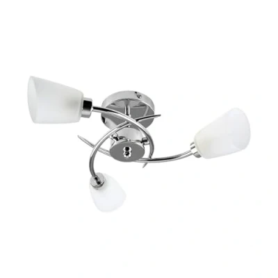 Image of Modern 3 Way Spiral Polished Chrome Ceiling Light Fitting with Frosted Glass Shades