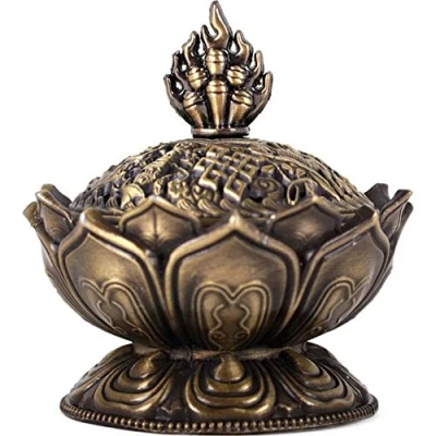 Image of Something Different Wholesale Elegant Brass Metal Lotus Incense Cone Holder 7.5cm x 7cm (1 Pc.) Unique &amp; Sophisticated Design Perfect for Home Office Decor