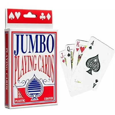 Image of KAV Jumbo Large Playing Cards Deck for 52 Game, Family Party, Poker Nights, Indoor, Outdoor, Garden, BBQ and Xmas Plastic Coated Giant Card (‎13x9x2 cm)