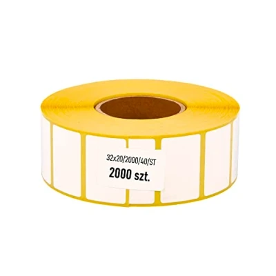 Image of MDlabels White Thermal Labels on Roll 32 x 20 mm Pack of 2000 Sleeve 40 Permanent Adhesive for Bar Codes
