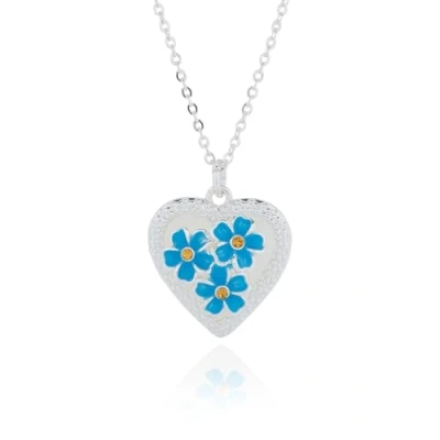 Image of equilibrium Forget Me Not Silver Plated Sparkle Heart Pendant Necklace