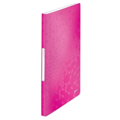 Image of Leitz A4 Display Book, 40 Pockets, 80 Sheet Capacity, Transparent Metallic Pink, WOW Range, 46320023