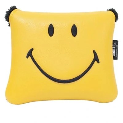 Image of Smiley Golf Club Headcover Classic Mallet Putter Yellow/Black