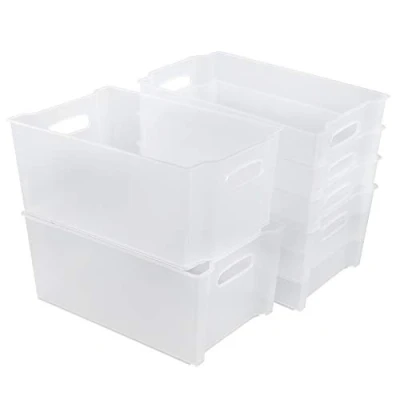 Image of Tyminin Plastic Stacking Open Storage Boxes for Freezer, Frosted Transparent, 6 Packs, f