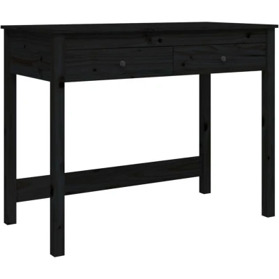Image of vidaXL Desk with Drawers Black 100x50x78 cm Solid Wood Pine