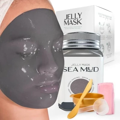 Image of BRÜUN Jelly Mask Jar Sea Mud Peel Off Face Care Rubber 23 fl oz Skin Moisturizing Gel Spa Set