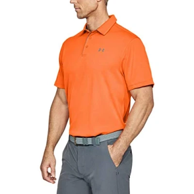 Image of Under Armour Mens Golf Tech Polo Team Orange 4XL