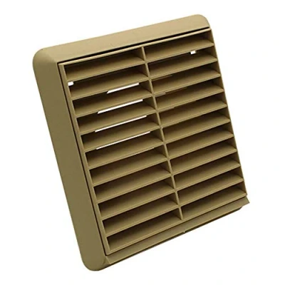 Image of Kair Beige Louvred Grille 155mm External Dimension with Round 125mm 5 inch Rear Spigot Wall Ducting Air Vent