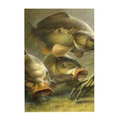 Image of Puzzles, Wooden Jigsaw Puzzles Adults Unzip Puzzle 300 pcs Picture puzzle, Carp Fishing Art