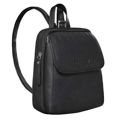 Image of STILORD &#039;Valentina&#039; Small Backpack Leather Women Vintage Daypack Ladies Mini Handbag Ideal as XS Travel Bag Shopping Rucksack Genuine Leather, Colour:Black