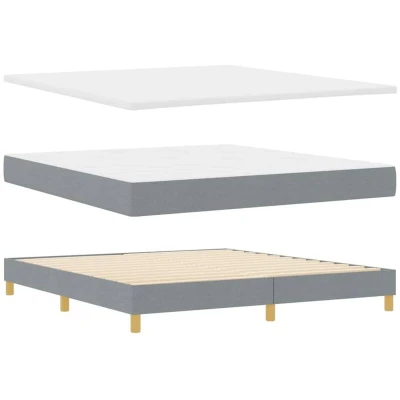 Image of vidaXL Box Spring Bed with Mattress Light Grey, 180x200 cm, Fabric