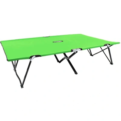 Image of vidaXL Two Person Folding Sun Lounger Green Steel