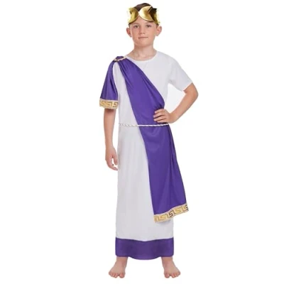 Image of Quickdraw Boys Roman Emperor Costume Age 4 6 Years Kids Caesar Fancy Dress World Book Day Up Outfit Size Small