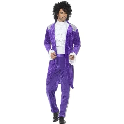 Image of Smiffys 80s Purple Musician Costume, Purple, L Size 42 44