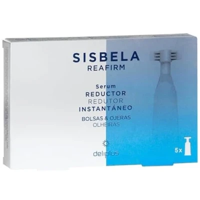 Image of Sisbela Reafirm Instant Reducing Serum for Bags and Dark Circles Box of 5 units 2 ml (10 ml). Deliplus. Avoid sensitive skin