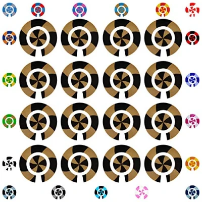 Image of Acclaim Lawn Bowls Identification Stickers Markers 4 Full Sets Of Self Adhesive Graduated Spiral (Black/Gold)