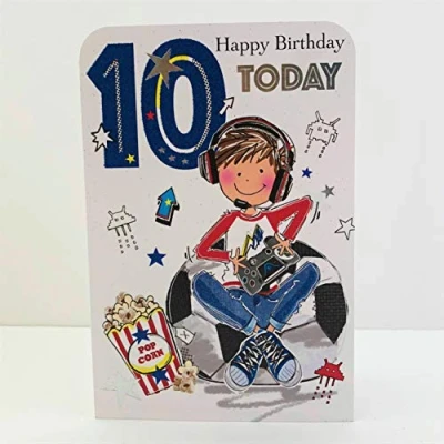 Image of Jonny Javelin Boy Age 10 Happy Birthday Card Gaming