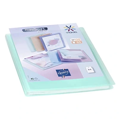 Image of Viquel Propysoft Customisable Document Cover A4 Format Binding 120 Pockets (60 Pockets) Transparent and Smooth Translucent Green