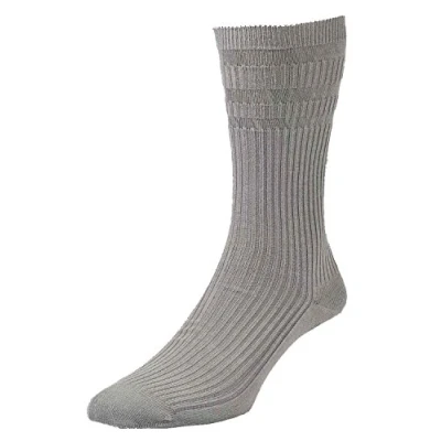 Image of HJ91 Hall MENS SOFTOP Non Elastic Cotton Rich Socks 6 11 MidGrey