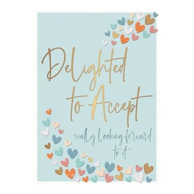 Image of Words &#039;n&#039; Wishes Wedding Acceptance Card Colourful Love Hearts with Embossed Foil Details Eco Friendly by and Wishes,Multicoloured,230 x 160mm