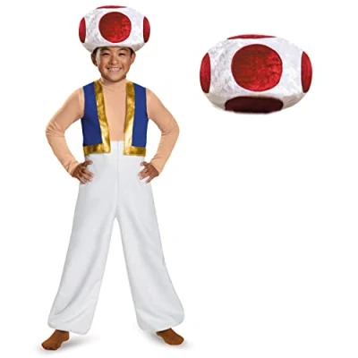 Image of DISGUISE DISK85143K Deluxe Nintendo Toad Costume, Boys, White, Medium