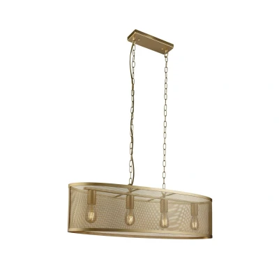 Image of Fishnet 4 Light Bar Pendant Mesh Matt Gold, E27