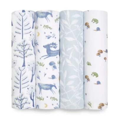 Image of aden + anais Outdoors Swaddle Blanket Pack of 4 Large 100% Breathable Muslin Cotton Wrap Set for Baby Girls &amp; Boys Newborn Infant Sleep Essentials