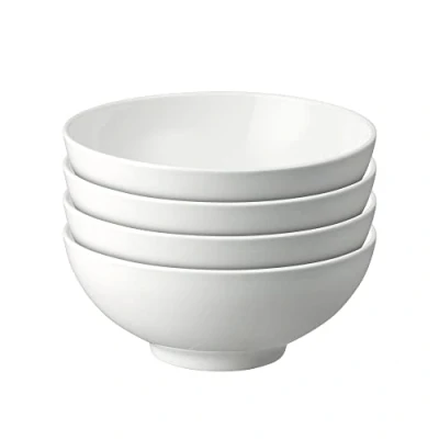 Image of Denby White Porcelain Cereal Bowls Set of 2 Dishwasher Microwave Safe Classic Crockery 600ml Glazed Chip &amp; Crack Resistant Soup