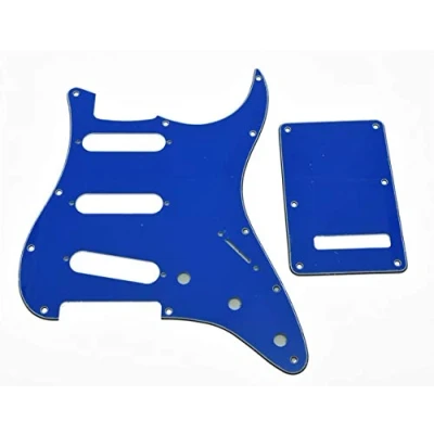 Image of Dopro 11 Hole Strat SSS Pickguard ST Back Plate Trem Cover for USA/Mexican FD Blue 3 Ply