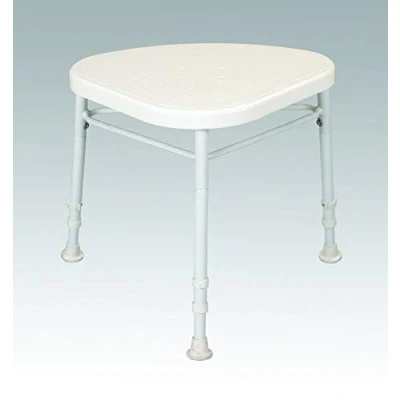 Image of HOMECRAFT 91325463 White Line Aluminium Corner Shower Stool, Chair for Elderly, Handicapped, and Disabled Users, Bath Stability Support in the Bathroom, Tripod Seat, Bathroom Aid