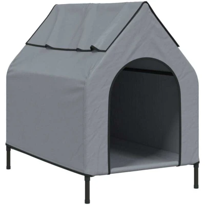Image of vidaXL Dog House in Anthracite Durable Oxford Fabric Kennel with Steel Frame and Textilene Mesh Window, 90x65x85cm, Suitable for Outdoor/Indoor Use