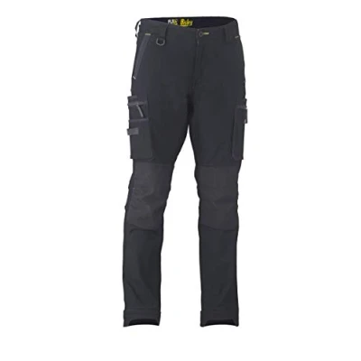 Image of Bisley Workwear UKBPC6333_BBLK Flex &amp; Move Cargo Trousers Stretch Utility Zip with Knee Pockets Black, 36R