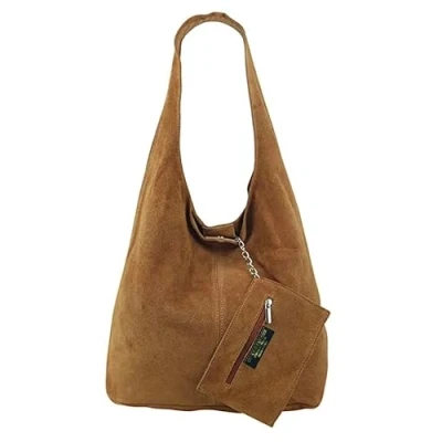 Image of Modarno Women Suede Clutch Shoulder Bag Genuine Leather Bag, Leather, Large