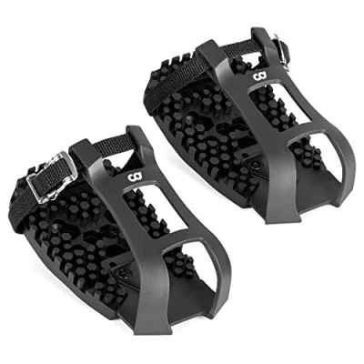 Image of CyclingDeal Bike Bicycle Toe Clips Cage ONLY Compatible with Peloton &amp; Bike+ Pedals Adapters Convert Look Delta to Dual Function Ride Sneakers New Version